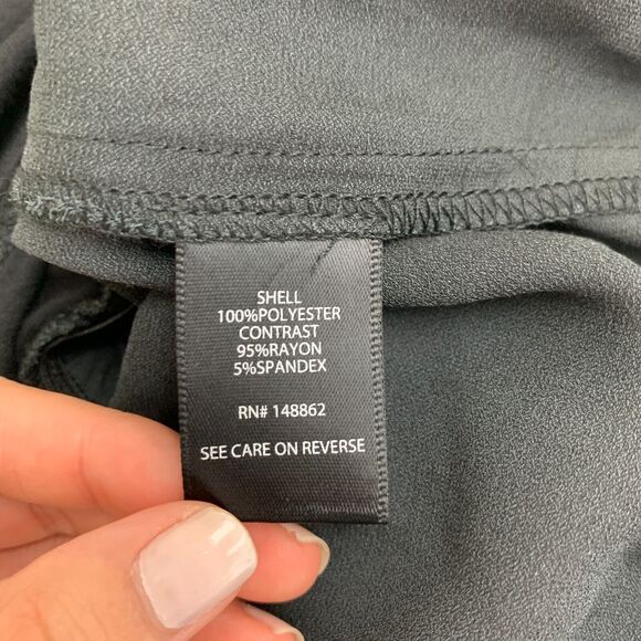 Torrid Surplice Bodysuit Womens 1 Stretch Long Sleeve Chiffon Back Tie Black - Picture 13 of 16